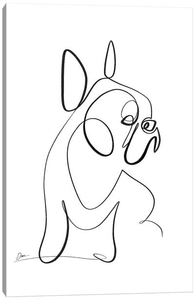 French Bulldog With One Line Canvas Art Print - Line Art