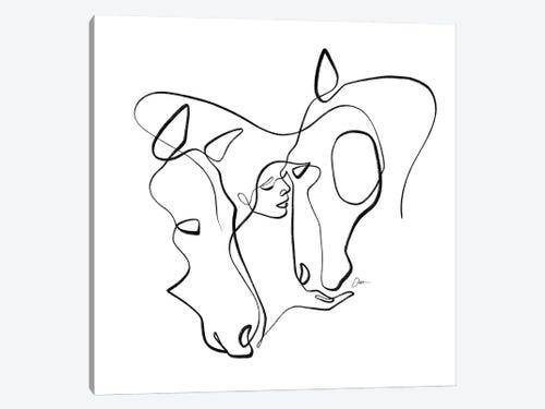 Equus No 13 / One Line Horse Drawing Can - Canvas Art Print | Dane Khy
