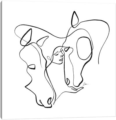 Equus No 13 / One Line Horse Drawing Canvas Art Print - Dane Khy