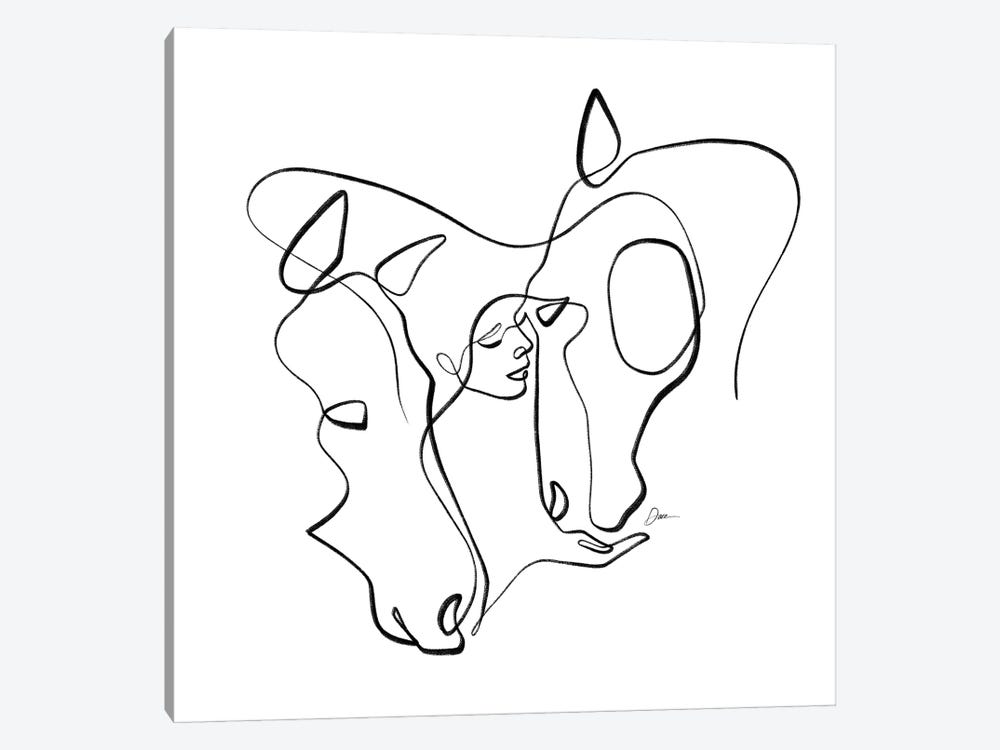 Equus No 13 / One Line Horse Drawing by Dane Khy 1-piece Canvas Wall Art