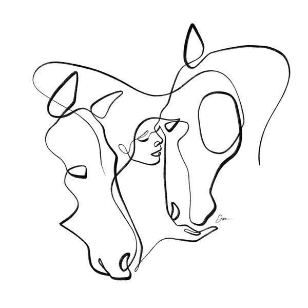 Dane Khy: Equus No 13 / One Line Horse Drawing by Dane Khy