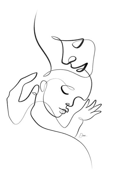 Dane Khy: Newborn Nursery One Line Drawing by Dane Khy