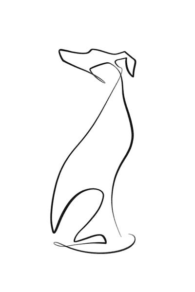 Black & White Minimalist Décor: Whippet Greyhound Dog by Dane Khy