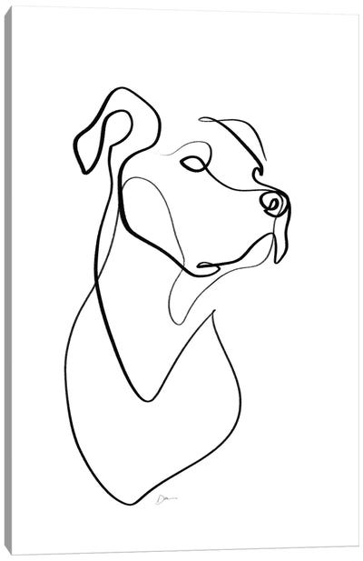 Pitbull With One Line Canvas Art Print - Pet Dad