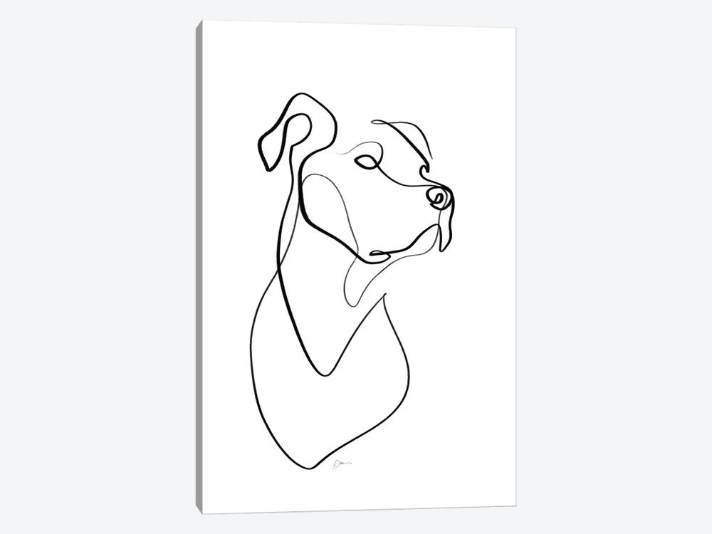 Pitbull With One Line by Dane Khy 1-piece Canvas Art