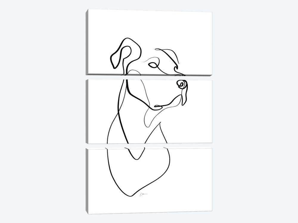 Pitbull With One Line by Dane Khy 3-piece Canvas Art