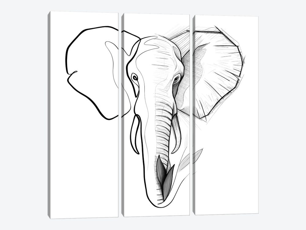 Distinct Elephant by Dane Khy 3-piece Canvas Print