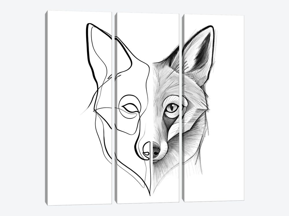 Distinct Fox by Dane Khy 3-piece Canvas Wall Art