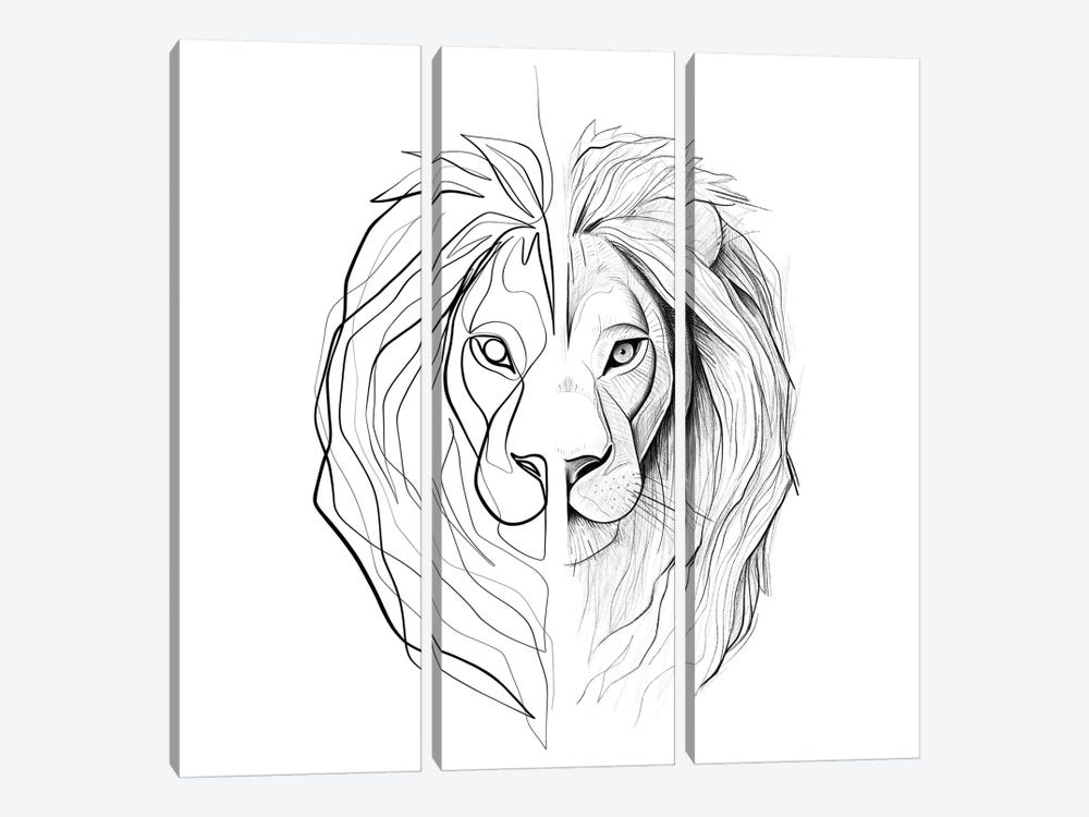 Distinct Lion by Dane Khy 3-piece Canvas Print