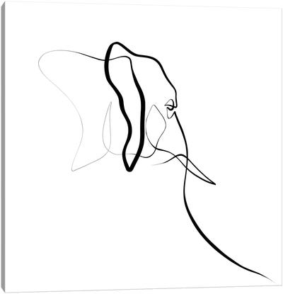 Elephant I Canvas Art Print - White Art
