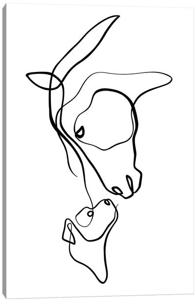Horse and Dog Canvas Art Print - Line Art