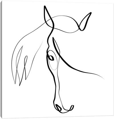 Horse IV Canvas Art Print - Black & White Animal Art