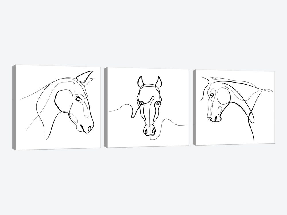 Horse Triptych by Dane Khy 3-piece Canvas Wall Art