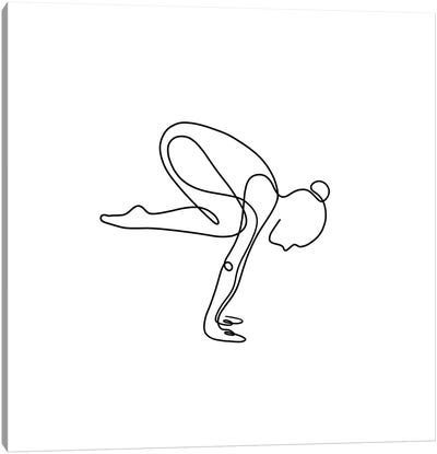 Yoga Crane Square Canvas Art Print - White Art