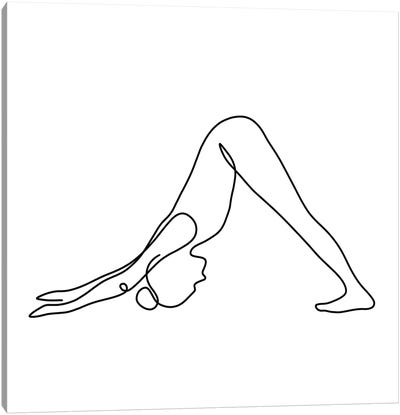Yoga Downward Dog Square Canvas Art Print - Fitness Art