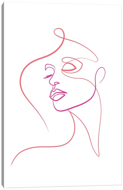 Femme Face I Canvas Art Print - Line Art