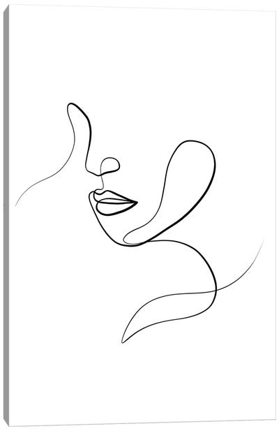 Femme Face III Canvas Art Print - Large Black & White Art