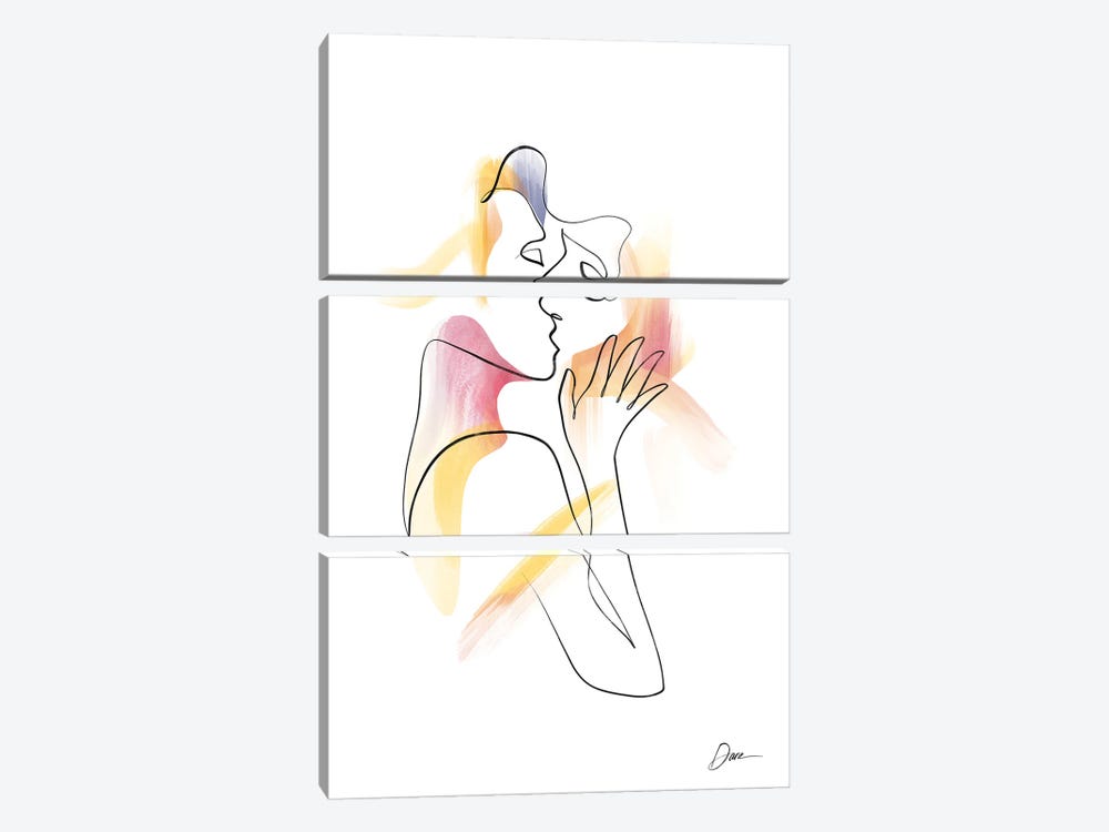 Eros No 2 - Erotic Line Art by Dane Khy 3-piece Canvas Print