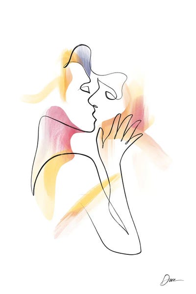 Romantic Bedroom (Couples): Eros No 2 - Erotic Line Art by Dane Khy