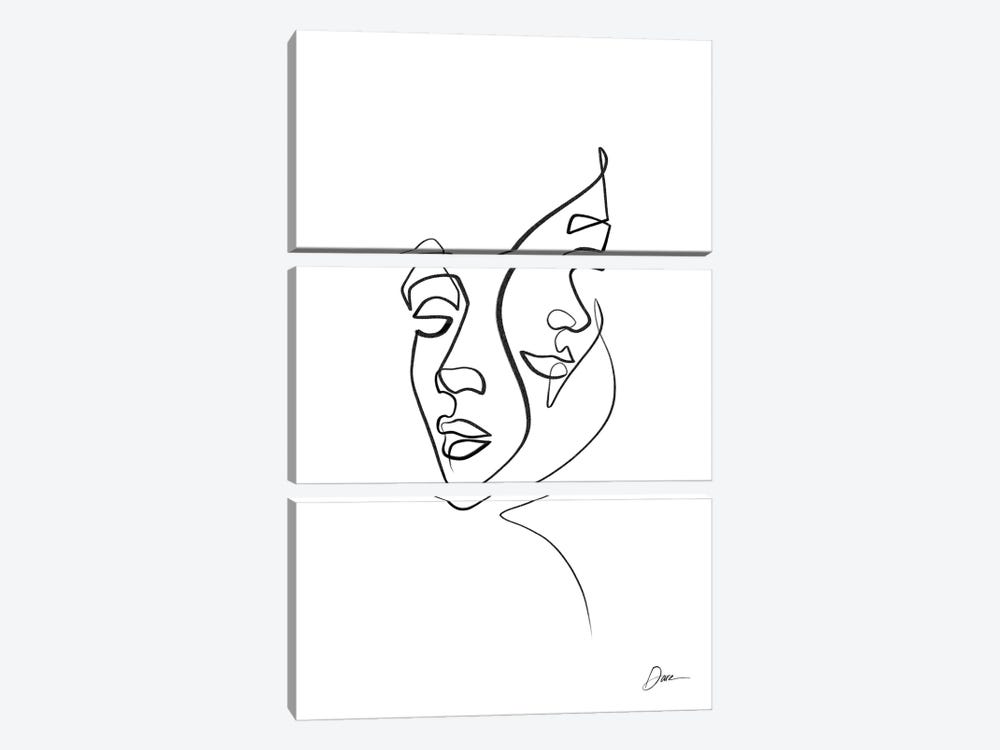 Abstract One Line Faces by Dane Khy 3-piece Canvas Print