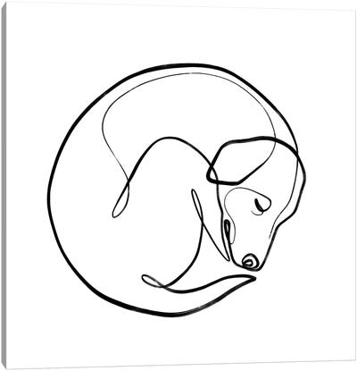 One Line Sleeping Dog Canvas Art Print