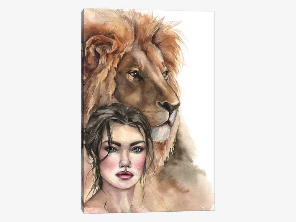 Lion And A Girl by Kira Balan 1-piece Art Print