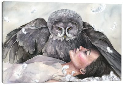 Owl Girl Canvas Art Print - Kira Balan