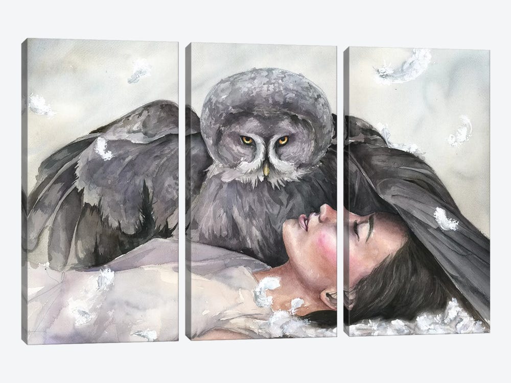 Owl Girl by Kira Balan 3-piece Canvas Artwork