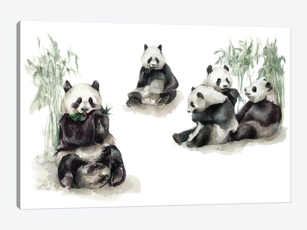 Pandas by Kira Balan 1-piece Canvas Art Print
