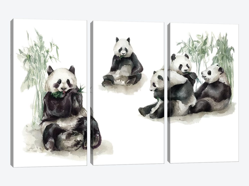 Pandas by Kira Balan 3-piece Canvas Print