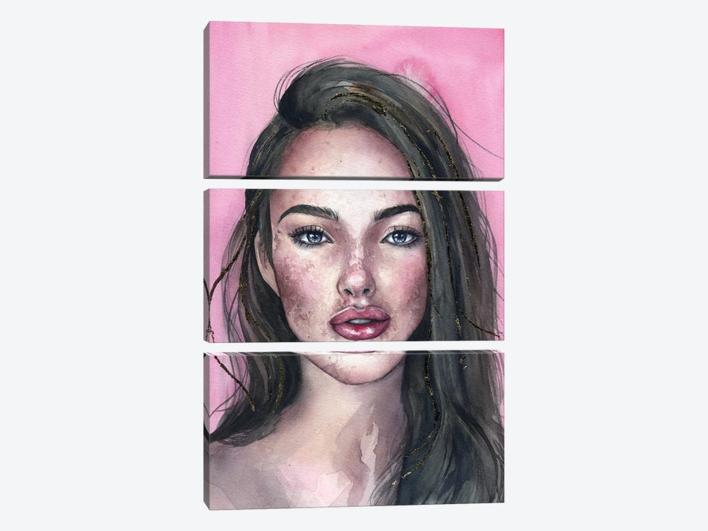Pink Portrait by Kira Balan 3-piece Canvas Print