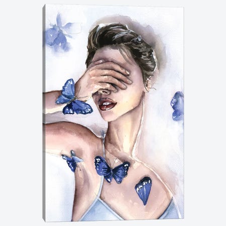 Blue Butterfly Canvas Print #KIB2} by Kira Balan Art Print