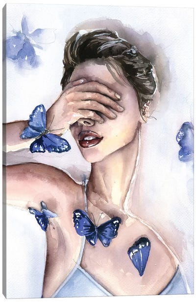 Blue Butterfly Canvas Art Print - Kira Balan