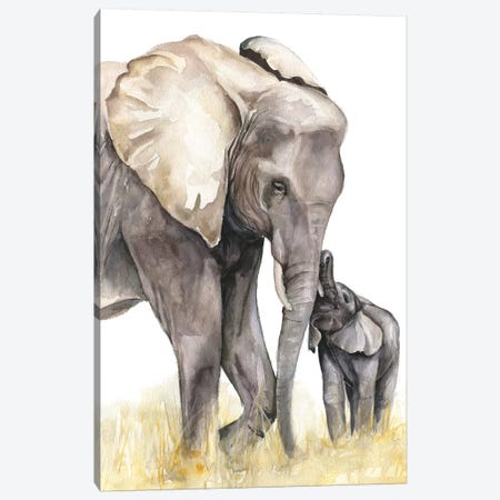 Elephants Canvas Print #KIB47} by Kira Balan Canvas Print