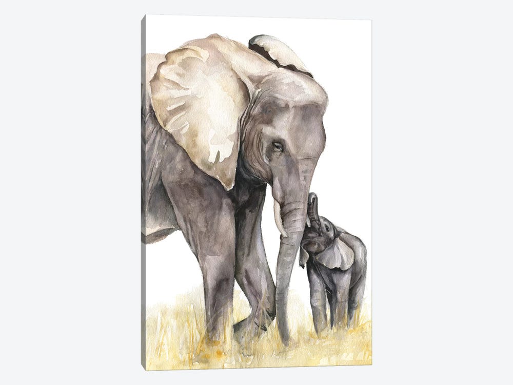 Elephants by Kira Balan 1-piece Canvas Art Print