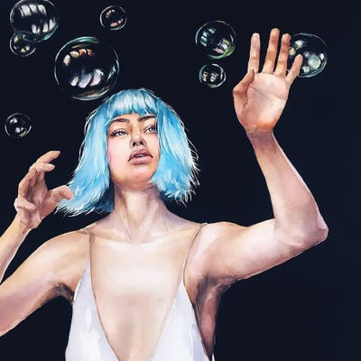 Bubbles by Kira Balan framed canvas print