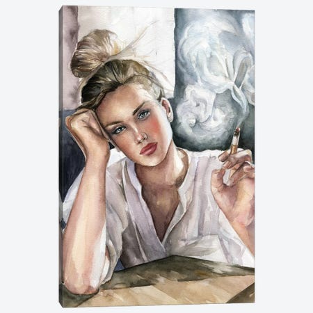 Girl With Cigarette Canvas Print #KIB7} by Kira Balan Canvas Art