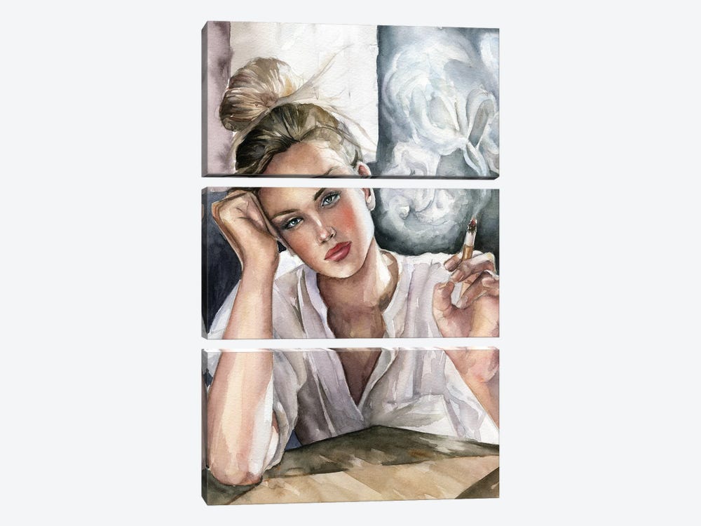 Girl With Cigarette by Kira Balan 3-piece Canvas Print