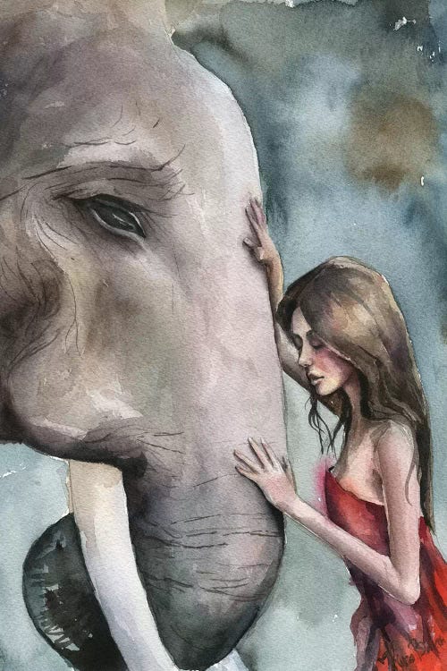 Girl With Elephant by Kira Balan wall art