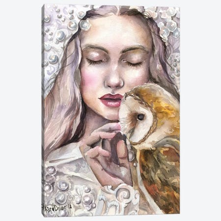 Girl With Owl Canvas Print #KIB9} by Kira Balan Art Print