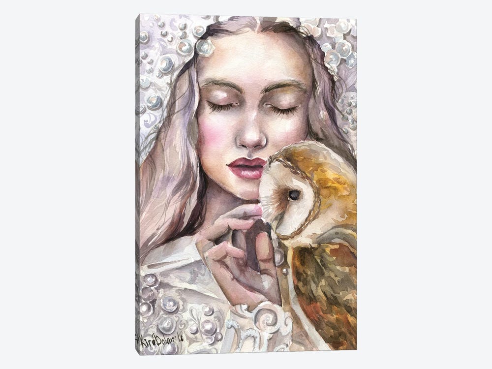 Girl With Owl by Kira Balan 1-piece Canvas Art Print