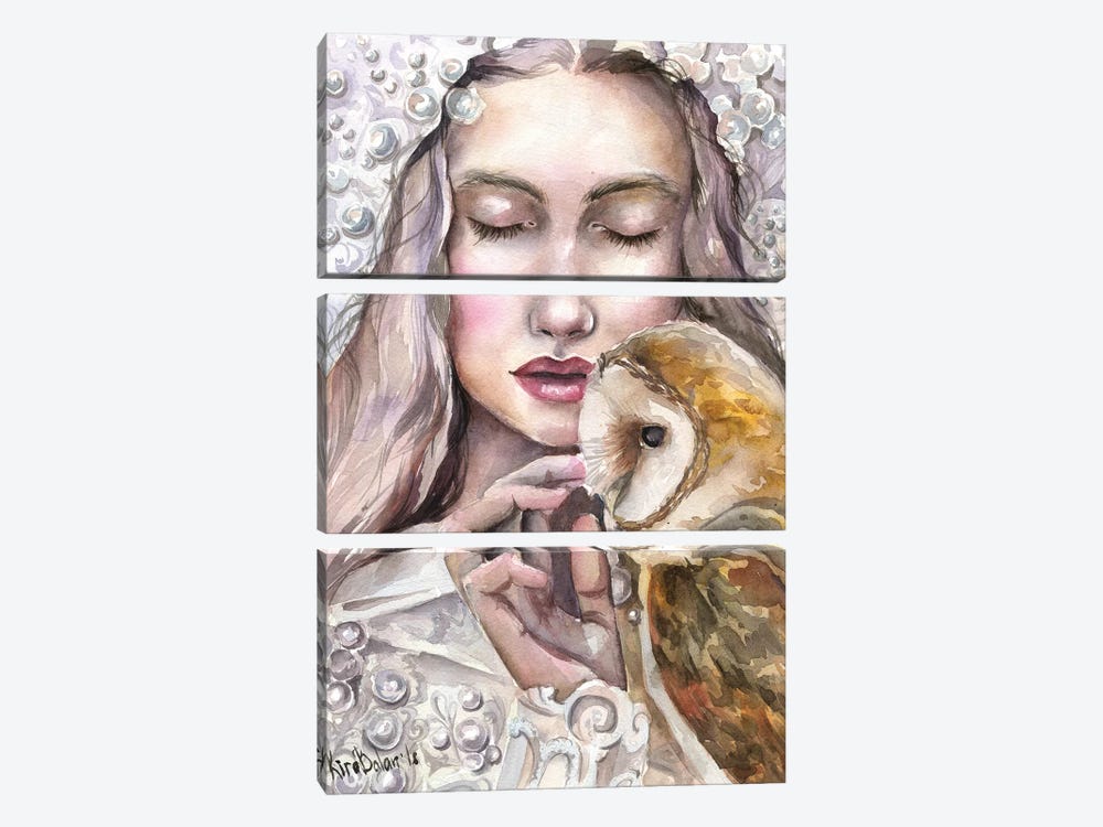 Girl With Owl by Kira Balan 3-piece Art Print