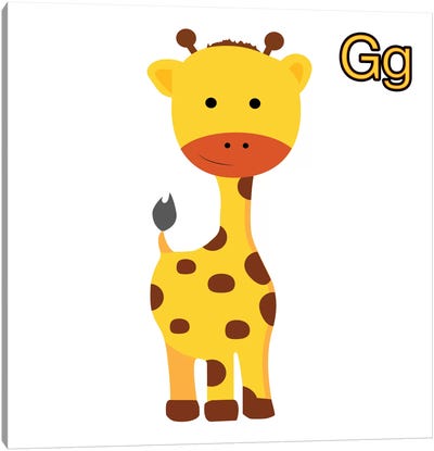 G is for Giraffe Canvas Art Print - Kid's Art Collection