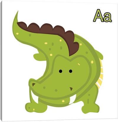 A is for Aligator Canvas Art Print - Letter A
