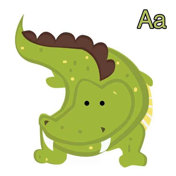 Kids Educational Art: A is for Aligator by 5by5collective