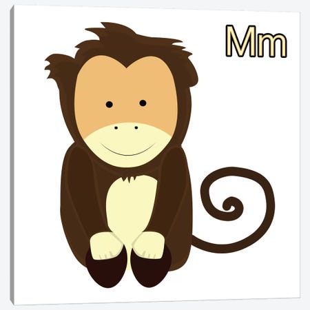 M is for Monkey Canvas Print #KID12} by 5by5collective Art Print