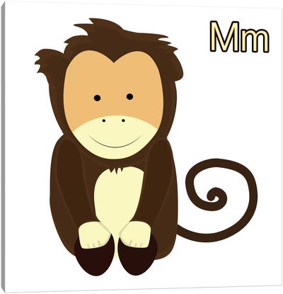 M is for Monkey Canvas Art Print - Alphabet Fun Collection