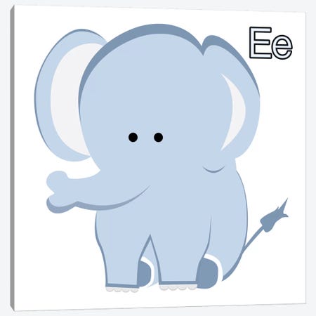 E is for Elephant Canvas Print #KID13} by 5by5collective Art Print