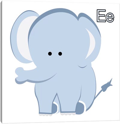 E is for Elephant Canvas Art Print - Kid's Art Collection