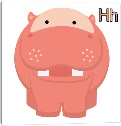 H is for Hippo Canvas Art Print - Hippopotamus Art